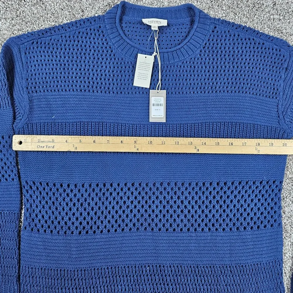 Haven Well Within Sweater Womens Medium Blue Roll Neck Pullover Organic Minimal